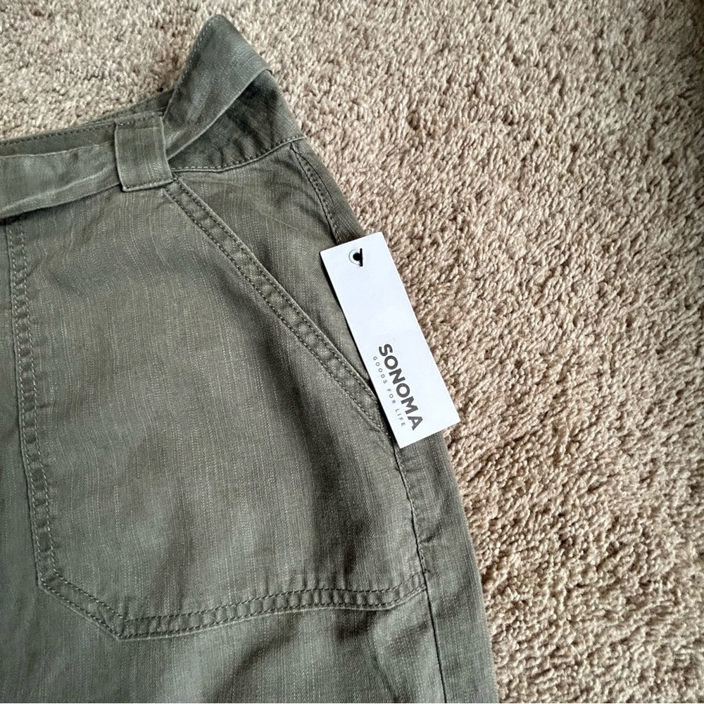 Sonoma Womens Army Green Mid Thigh Lenght Skirt With Pockets NWT - Size 14 - Picture 3 of 8